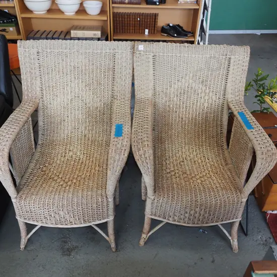 pair of seagrass armchairs