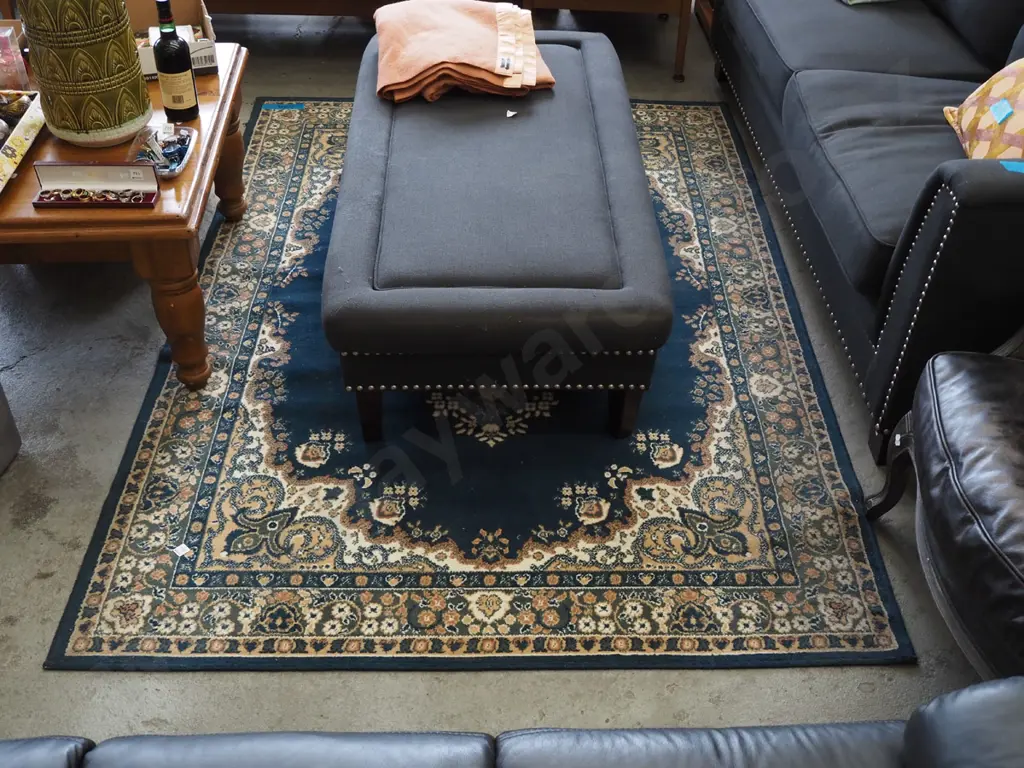 acrylic floor mat - blue, cream, brown L2310 W1600 Image 1++