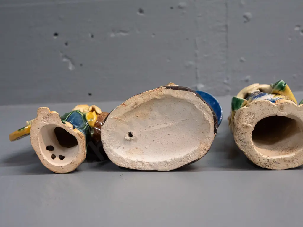 4 Chinese earthenware "mud men" figures - scholar H-175, water carrier, 2 fishermen. Image 1++