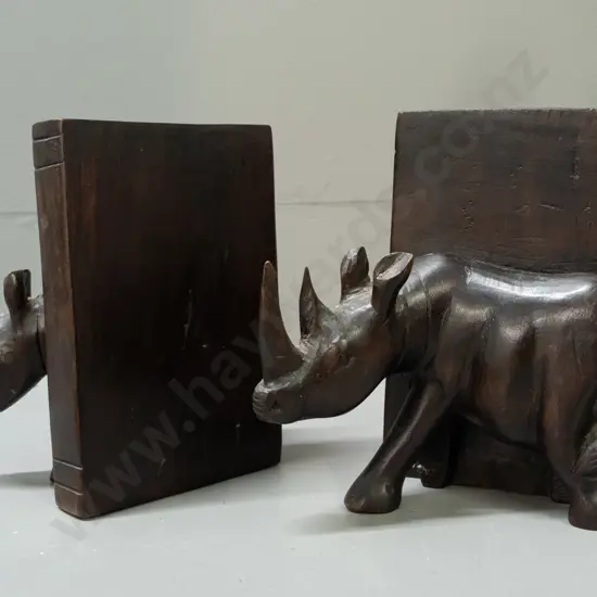 African hardwood rhinoceros book-ends H-155