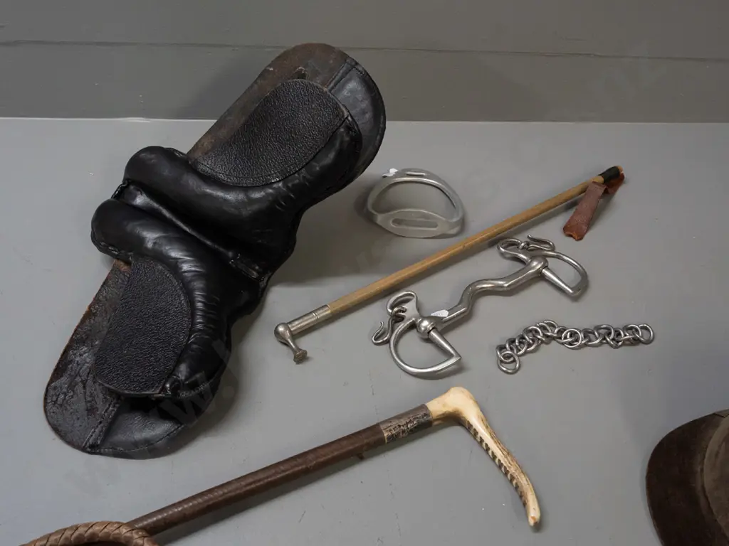assorted child's horse riding items - saddle, vintage decorative riding hat made in England for Ballantynes Chch & Image 1++