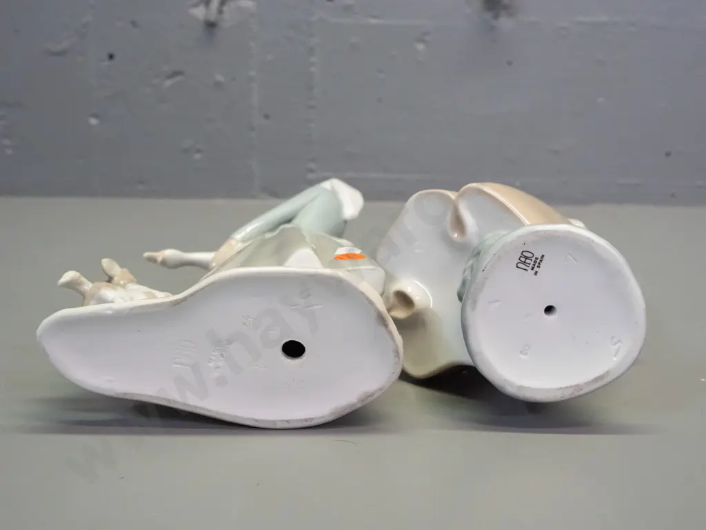 2 Nao figurines - woman with duck or goose and dog H-270 W-150 and woman with basket Image 1++