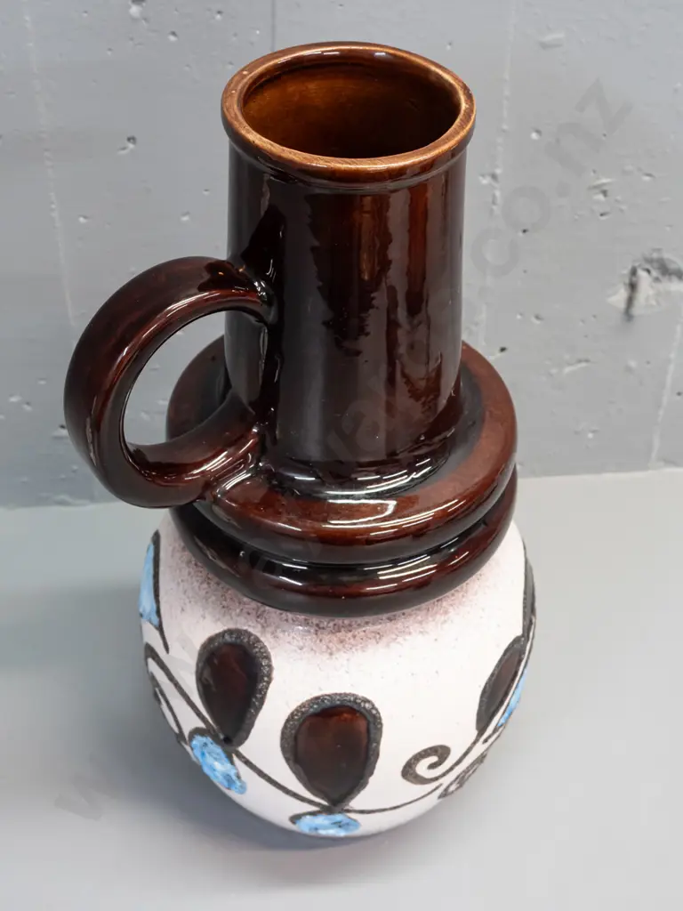 very large retro German pottery jug / vase in brown, blue and cream glaze H-485 D-200 Image 1++