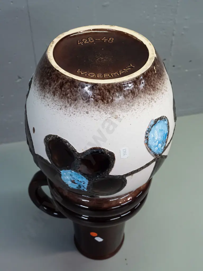 very large retro German pottery jug / vase in brown, blue and cream glaze H-485 D-200 Image 1++