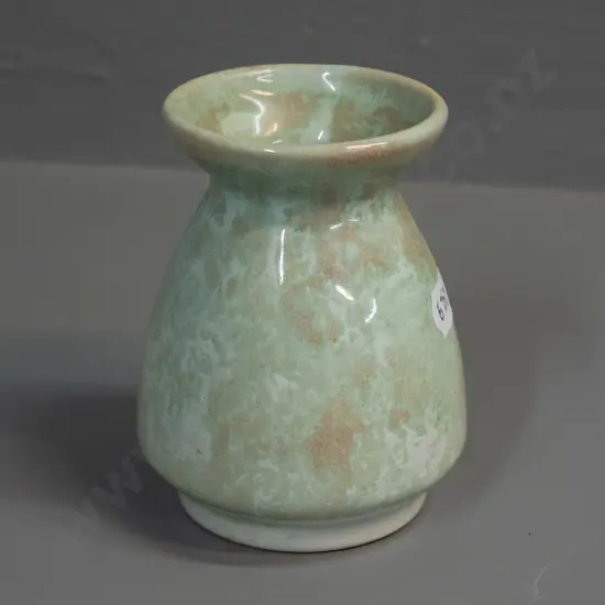 vintage small Crown Lynn vase H-95 with sponged trickle glaze, fraction mark on base 31/3 J
