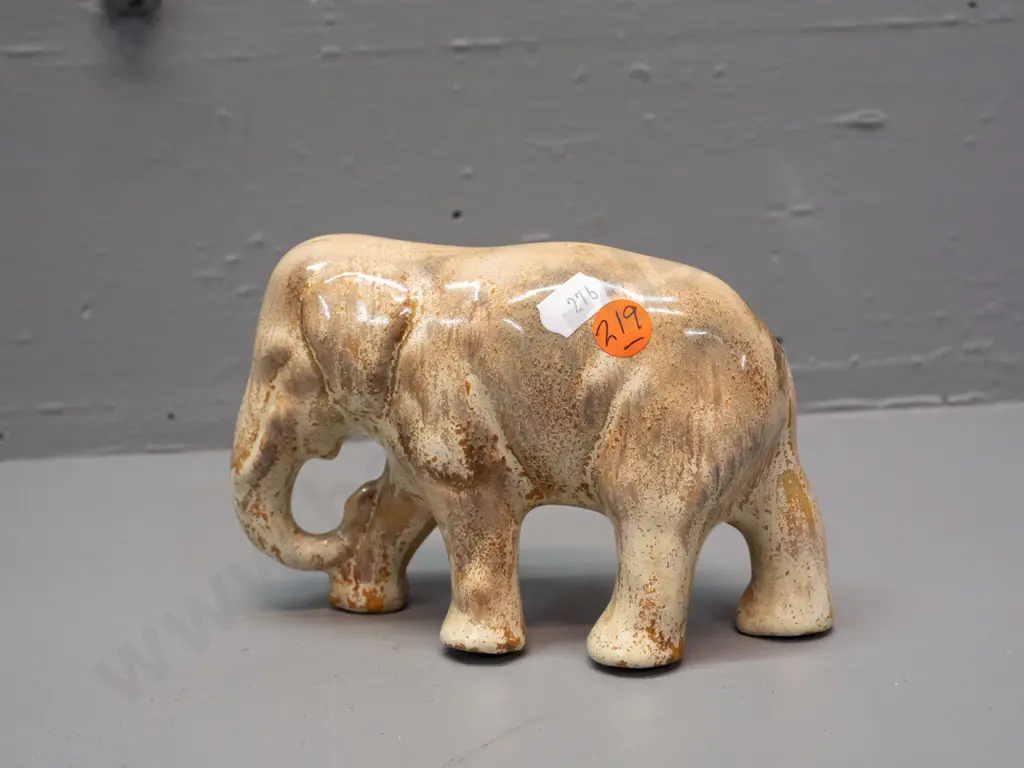 vintage trickle glaze elephant figure - made from Crown Lynn mould, possibly Crown Lynn - has manufacturing flaw - see Image 1++