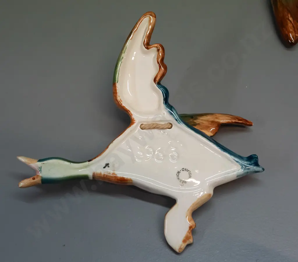 3 Beswick flying ducks - two larger ones have had top wing repaired, small and middle size are pocket vases Image 1++