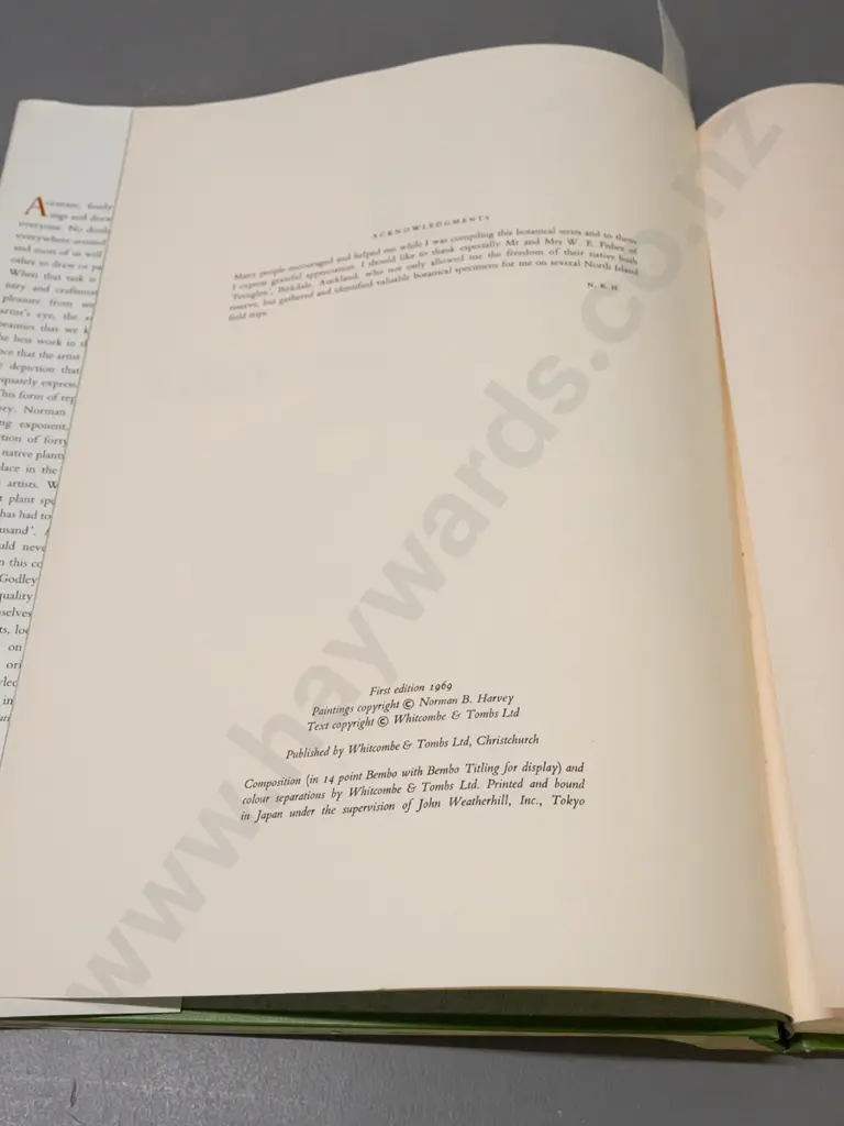 Norman B Harvey & EJ Goodley, slip cased book New Zealand Botanical Paintings, first edition 1969 Image 1++
