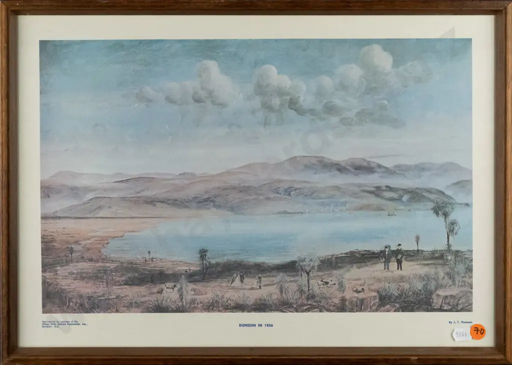 framed historic Dunedin 1856 print H230 W370 Image 1++