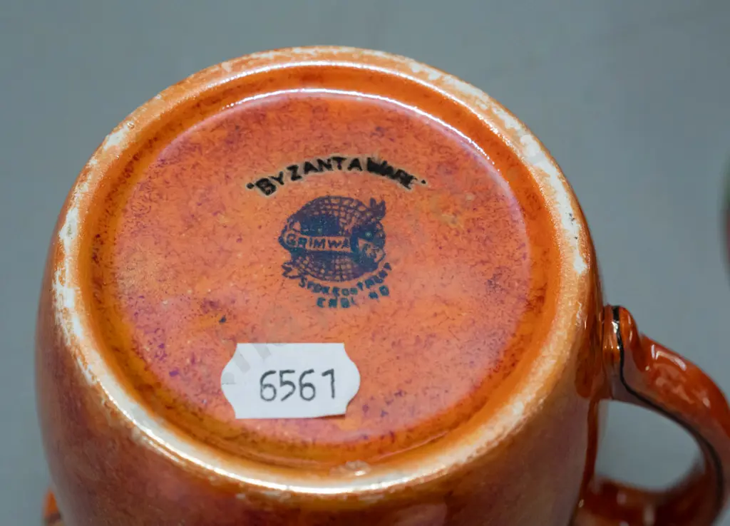 vintage Grimwades Byzanta lustre ware teapot, jug and bowl - some wear to gilt trim. Teapot H-150 L-200 Image 1++