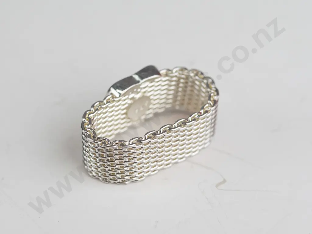 sterling silver mesh ring with heart stamped 925 Image 1++