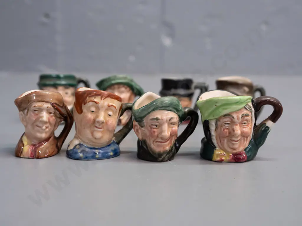 12 miniature character jugs, all Royal Doulton except one Sterling England - approx. H-40 Image 1++