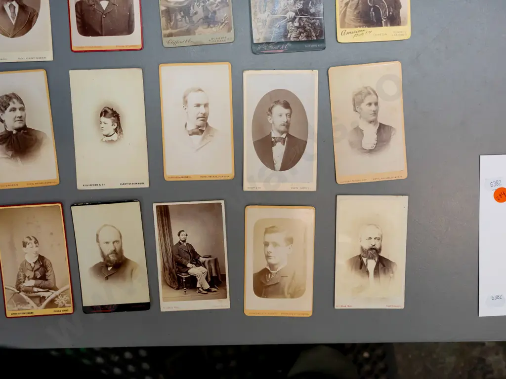 32 vintage small cartes de visite portrait photographs on card, all Dunedin studios - some wear and fading, each approx. Image 1++