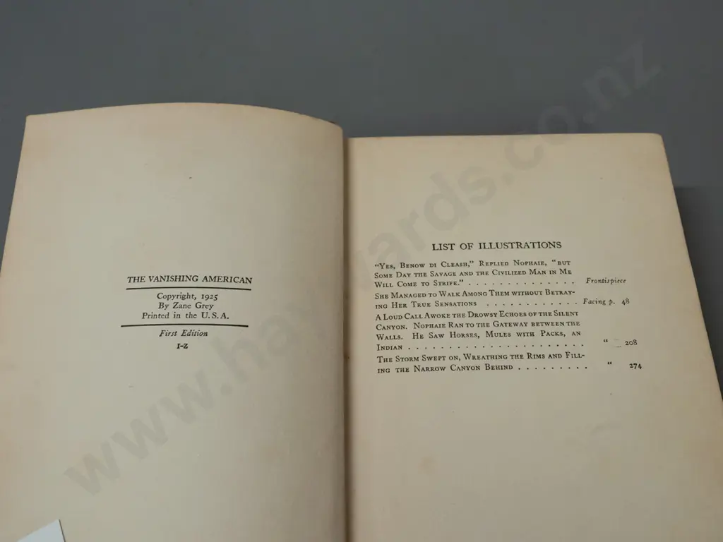 Zane Grey - The Vanishing American - 1925 first edition, some damage and discolouration Image 1++