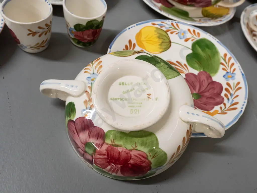 Simpsons Chanticleer / Belle Fiore table ware - 2 dinner plates, 5 soup bowls and saucers, 3 bowls, Image 1++