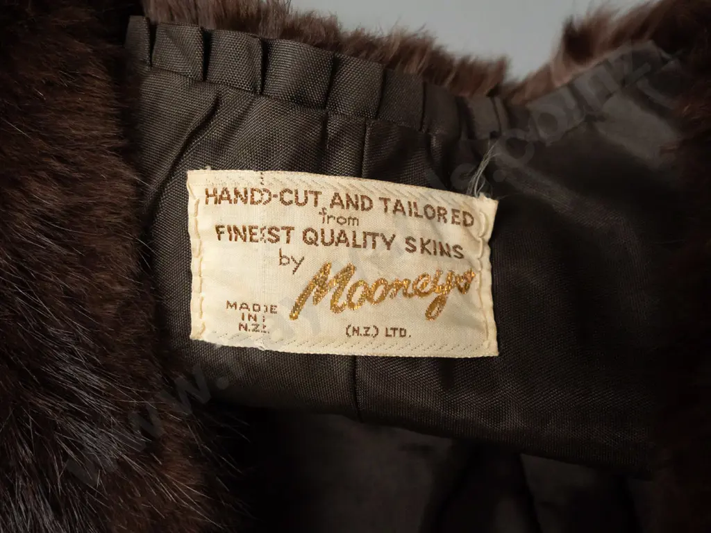 brown fur stole with Mooney's - "Made in New Zealand by Mooneys" label Image 1++