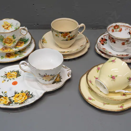 4 English china trios - Royal Stafford, Salisbury, Royal Albert, and a Royal Standard tennis set