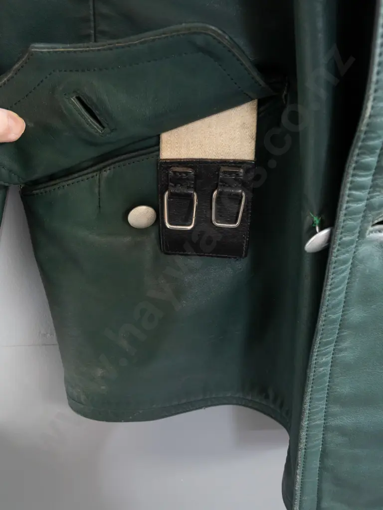 vintage 1970's double breasted police jacket/military trench coat, size 52 large. Image 1++