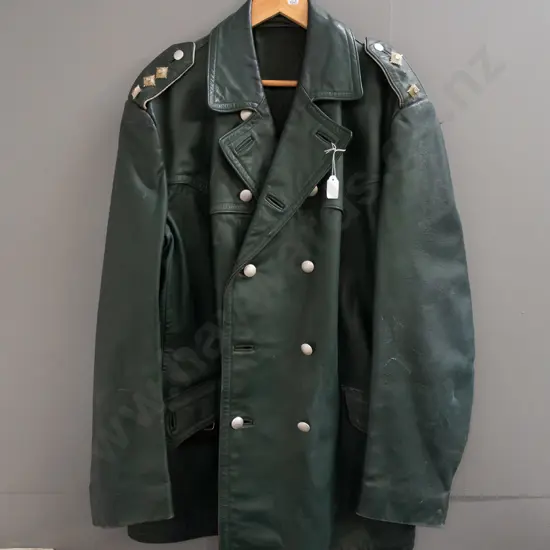 vintage 1970's double breasted police jacket/military trench coat, size 52 large.