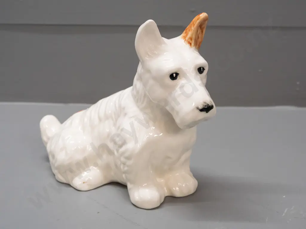 Beswick terrier dog figure - white with one brown ear. H-165 L-180 Image 1++