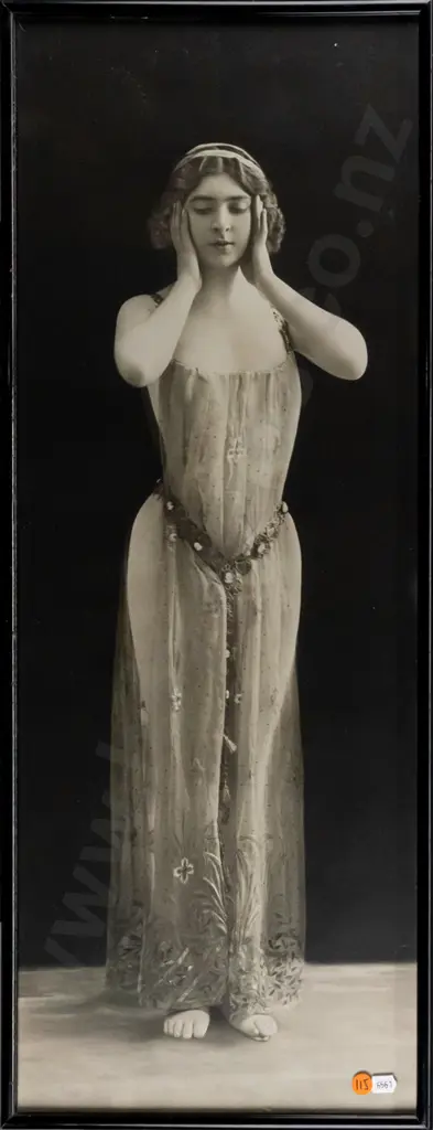 framed vintage photographic print - female portrait H700 W270 Image 1++