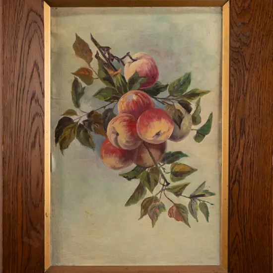 framed oil on board - apples H440 W290