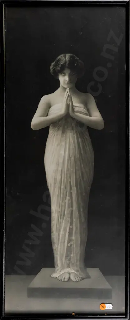 framed vintage photographic print - female portrait H700 W270 (slight foxing) Image 1++