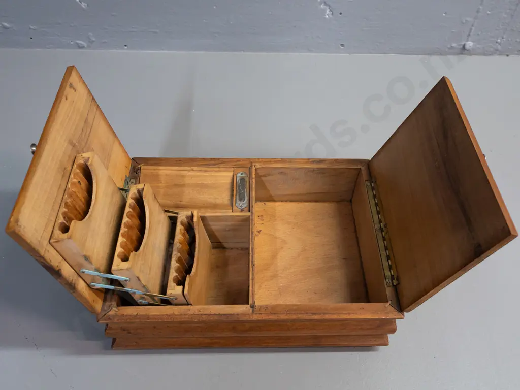 vintage musical cigarette box / humidor - 2 hinged lids w/ copper plated cast metal Italian scenes marked "R. Vietata" Image 1++