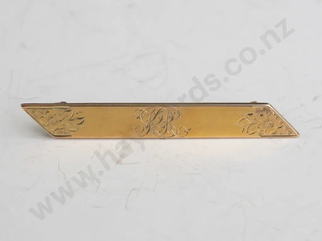 15ct gold EHM bar brooch 7.8gms Image 1++