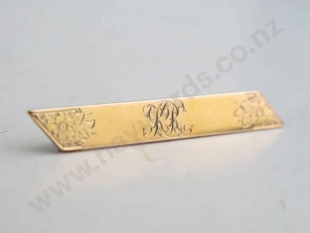 15ct gold EHM bar brooch 7.8gms Image 1++