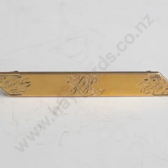 15ct gold EHM bar brooch 7.8gms