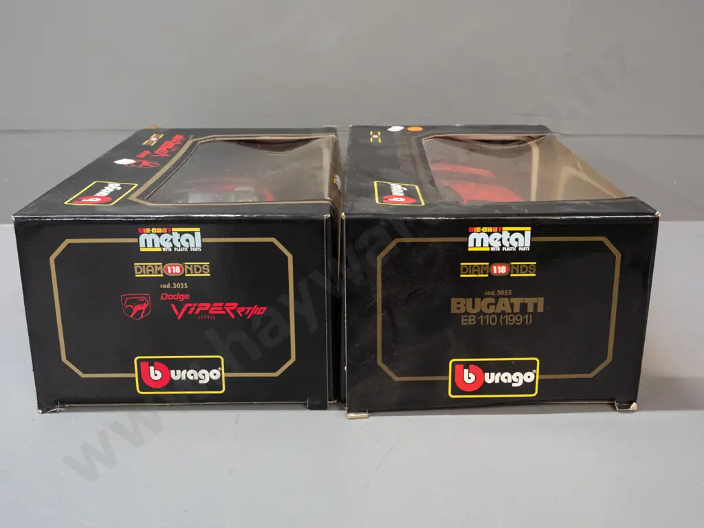 2 Burago 1:18 scale die-cast model cars in original boxes - 1991 Bugatti EB110 & 1992 Dodge Viper RT/10 Image 1++