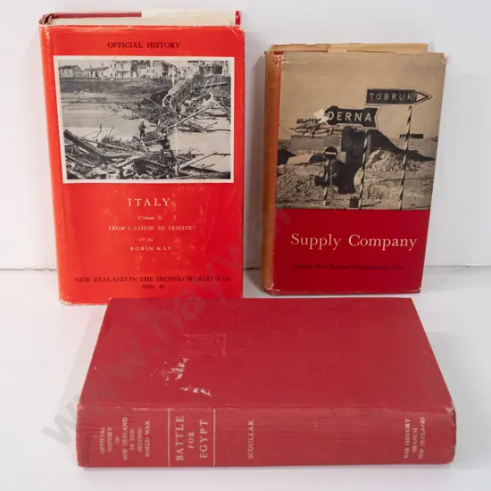 3 New Zealand official military history books - Battle of Egypt, Italy Volume 2 and 2nd NZEF Supply Company - general