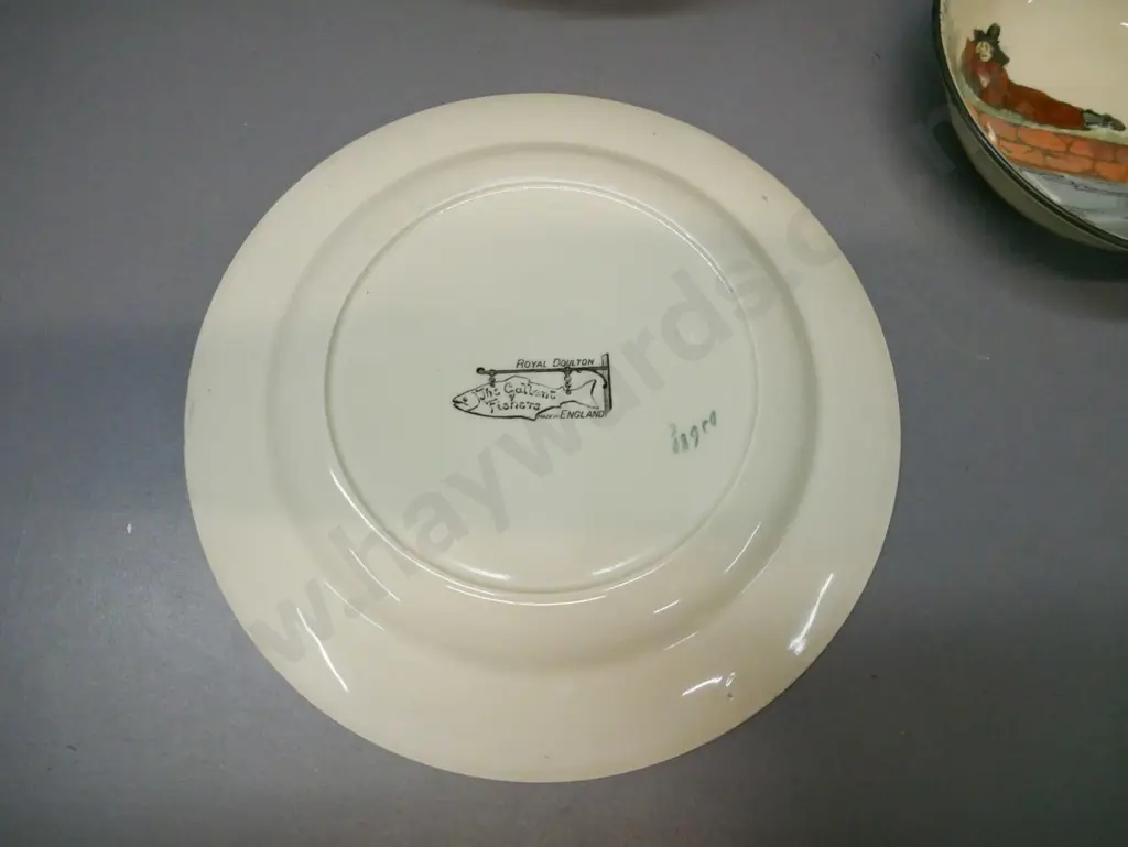 5x Royal Doulton The Gallant Fishers: large bowl, small bowl, 3x plates of varying sizes. Staining & discolouration on 2 Image 1++