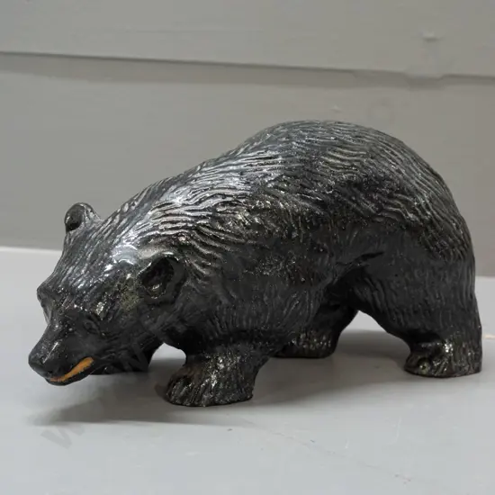 studio pottery bear figure with unknown mark on one foot H-100 L-190