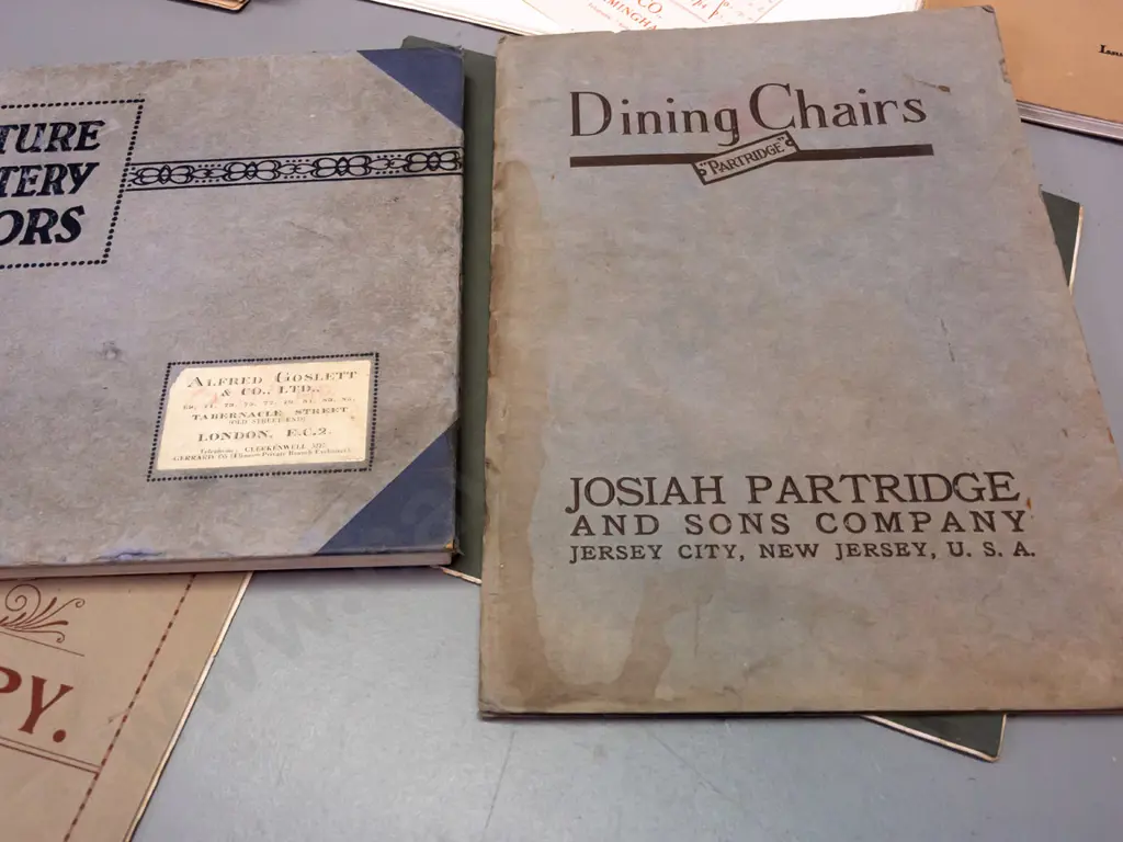 collection of vintage furniture catalogues and photographs, some stamped A&J White, including photo of A&J White Image 1++