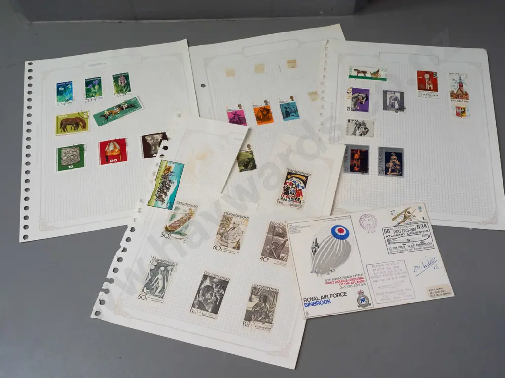 assorted English and European stamps and an English Royal Air Force first double Atlantic crossing first day cover Image 1++