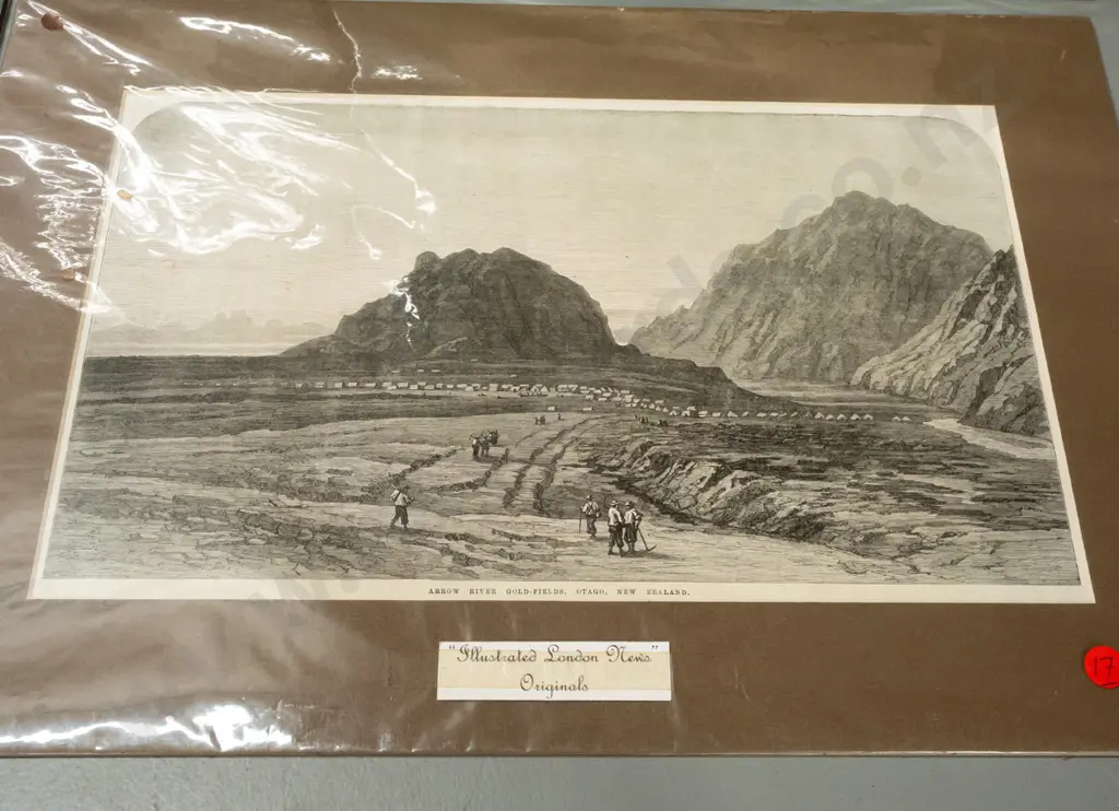 4 mat boards with mounted Illustrated London News illustrations of New Zealand Scenes circa 1864 - largest is H470 W340 Image 1++