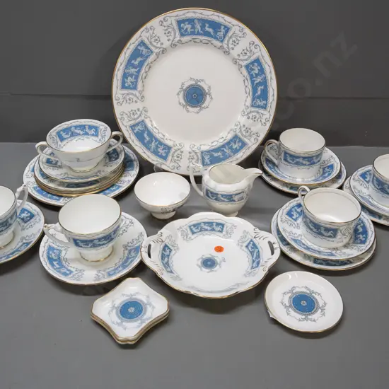 Coalport Revelry tea and coffee ware - cake plate, 3 coffee cans & saucers, 2 teacups & saucers, cream & sugar, etc. -