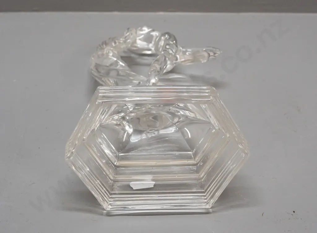 moulded clear glass deco style dancing woman figure, no maker's marks. H-250 Image 1++