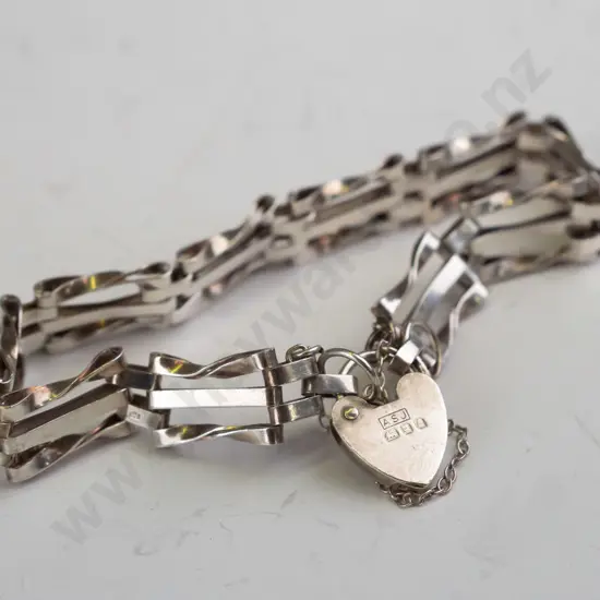 silver gate style bracelet stamped