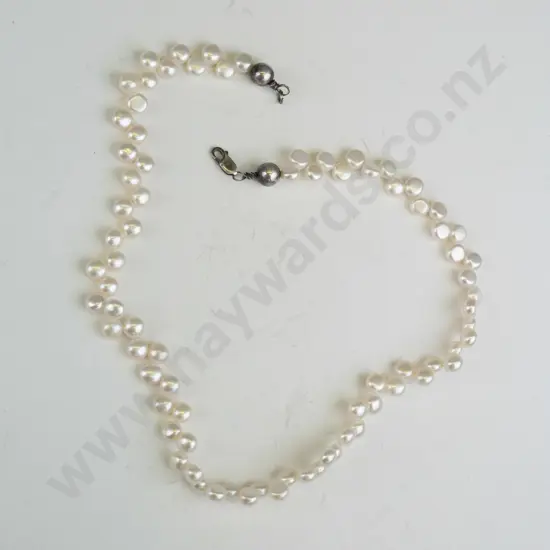 freshwater button pearl necklace stamped 925 on clasp