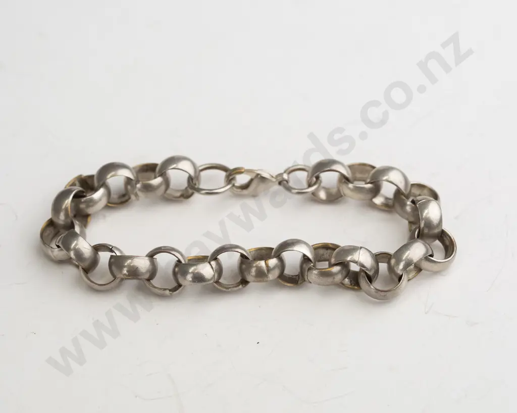 sterling silver round belcher link bracelet  34.1 grams stamped T & Co 925 Image 1++