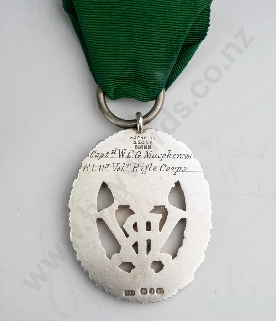 Volunteer Officers for India and the Colonies medal, circa late 1890s, with engraving for Capt. W.C.G. Macpherson Image 1++