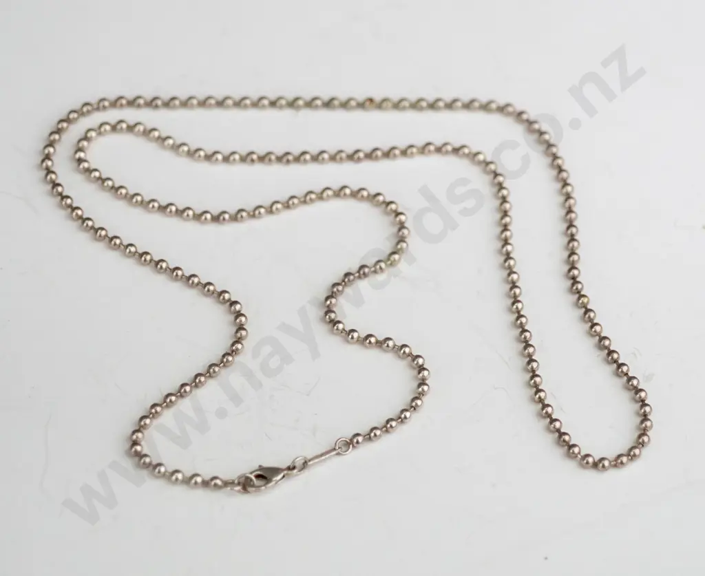 sterling silver bead [bathplug] chain 82cm  17.2grams Image 1++