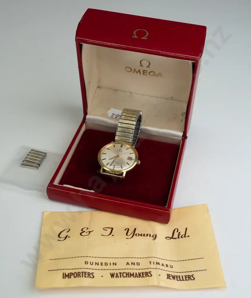 men's Omega wristwatch (slight scratching to glass) - wound, date set, going Image 1++