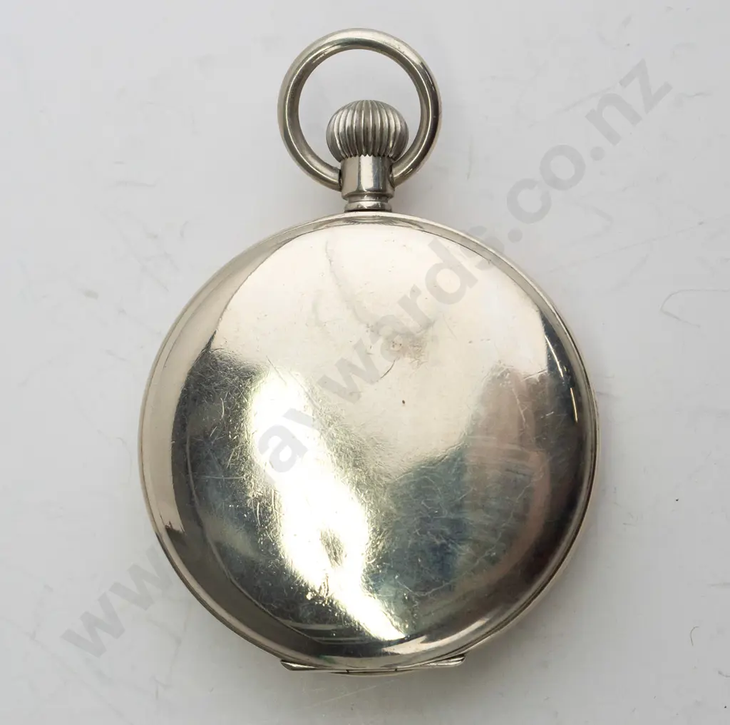 Omega pocket watch, nickel case, with leather carry pouch Image 1++