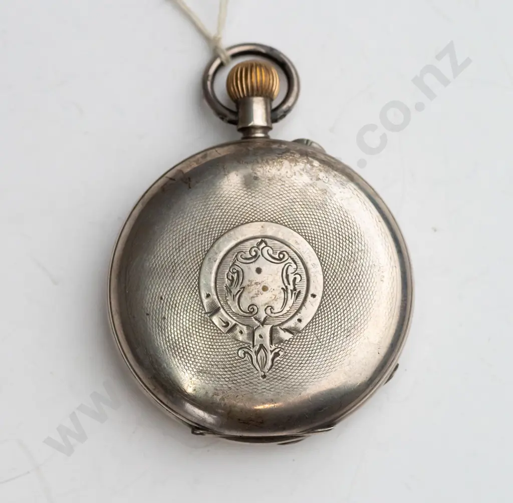 sterling silver pocket watch 'John Hislop Dunedin' stamped lion, cross, D - 77833 Image 1++