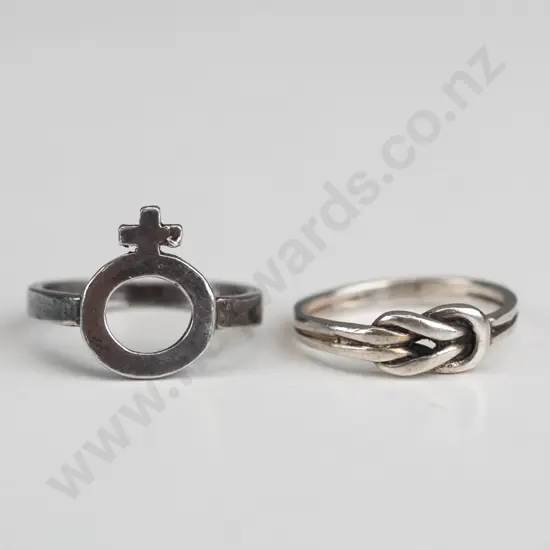 2  sterling silver rings both stamped