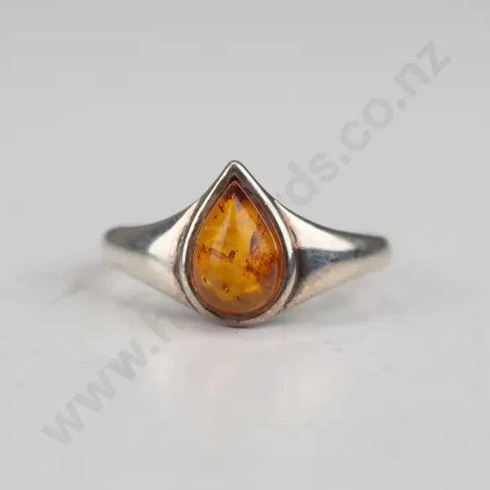 silver amber ring no mark